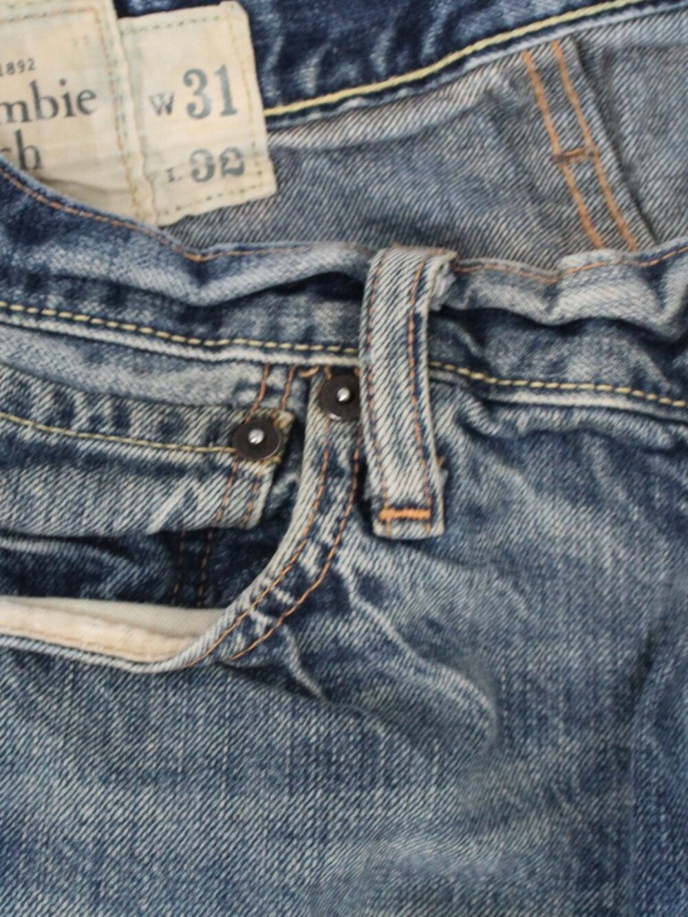 Vintage Abercrombie & Fitch Mens Jeans 31 x 32 Grunge Distressed Button Fly - Picture 4 of 8